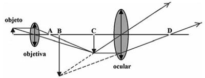 Questão A figura acima mostra o esquema de um microscópio composto por ...