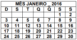 Questão O calendário a seguir é do mês de janeiro. As letras indicam os ...